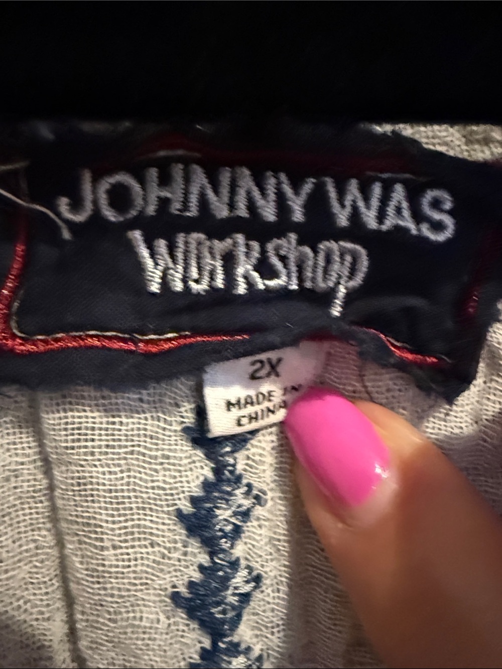 Johnny Was Light Blue Embroidered Tunic with Indigo Accents - Picture 2 of 5